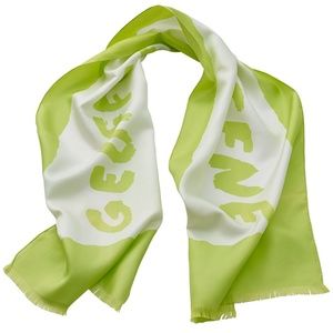 GEOFFREY BEENE - SILK TWILL SCARF - MINT/WHITE